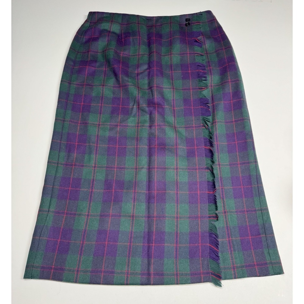 Vintage Talbots Skirt Womens 14 Wool Academia Preppy Plaid Modest Lined Zip